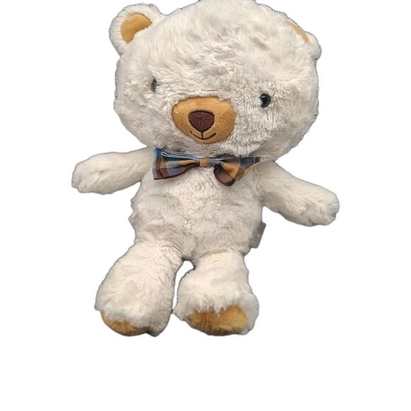 Hallmark Other - Hallmark Basil the Bear White Tan Teddy Plaid Bow Tie Plush Toy 13"
